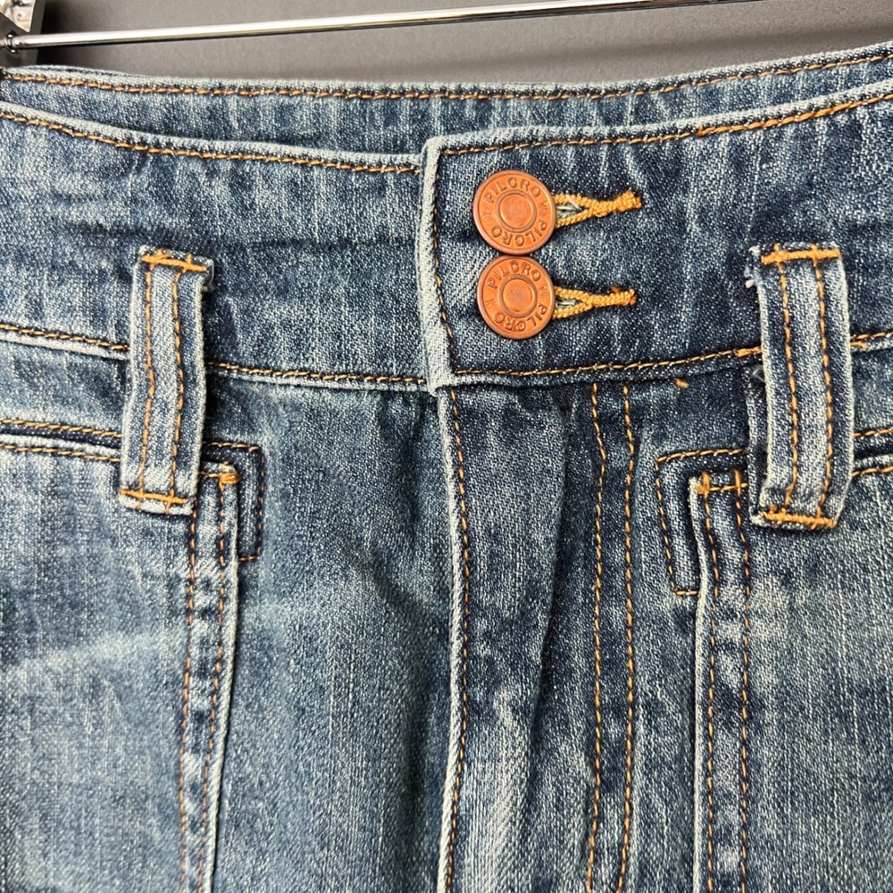 Anthropologie Pilcro The Wanderer Carpenter Jeans Blue Patchwork Utility Size 26 - Picture 7 of 13